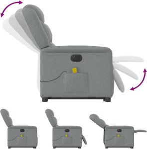 vidaXL vidaXL Podnoszony fotel masujący, elektryczny, rozkładany, jasnoszary 10