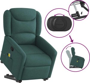 vidaXL vidaXL Podnoszony fotel masujący, rozkładany, ciemnozielony, tkanina 8