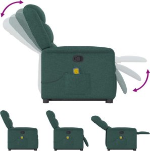 vidaXL vidaXL Podnoszony fotel masujący, rozkładany, ciemnozielony, tkanina 9