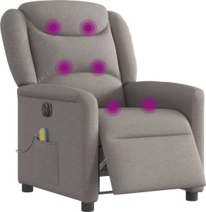 vidaXL vidaXL Rozkładany fotel masujący, elektryczny, kolor taupe, tkanina 3