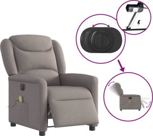 vidaXL vidaXL Rozkładany fotel masujący, elektryczny, kolor taupe, tkanina 8