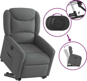 vidaXL vidaXL Podnoszony fotel masujący, elektryczny, rozkładany, ciemnoszary 8