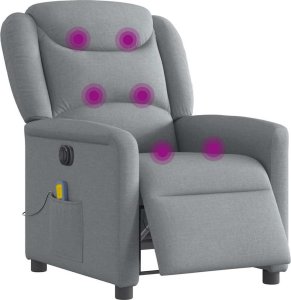 vidaXL vidaXL Rozkładany fotel masujący, elektryczny, jasnoszary, tkanina 3