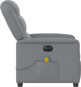 vidaXL vidaXL Rozkładany fotel masujący, elektryczny, jasnoszary, tkanina 6