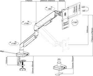 Anda Seat Uchwyt do monitora regulowany obrotowy Stealth II PRO RGB 17"- 42" biały 16