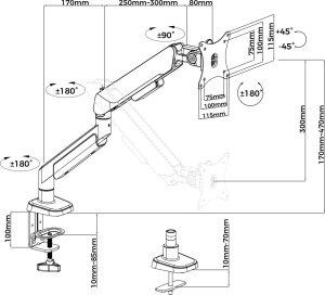 Anda Seat Uchwyt do monitora regulowany obrotowy Stealth II PRO 17"- 42" titanium 16