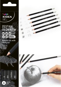 Derform ZESTAW OŁÓWKÓW Z WĘGLEM 6 SZT KIDEA 1