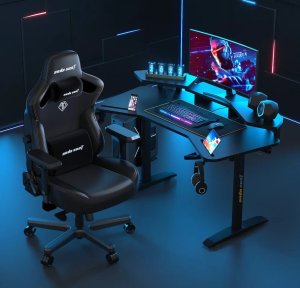 Biurko Anda Seat Biurko gamingowe stół komputerowy z elektryczną regulacją wysokości LED Anda Seat Shadow Warrior Black 14