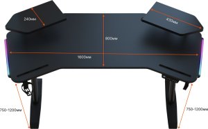 Biurko Anda Seat Biurko gamingowe stół komputerowy z elektryczną regulacją wysokości LED Anda Seat Shadow Warrior Black 15