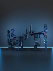 Biurko Anda Seat Biurko gamingowe stół komputerowy z elektryczną regulacją wysokości LED Anda Seat Shadow Warrior Black 8