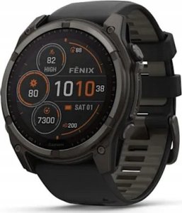 Zegarek sportowy Garmin Garmin fēnix® 8 – 51mm Solar Sapphire carbon gray DLC titanium with black/pebble gray silicone 1