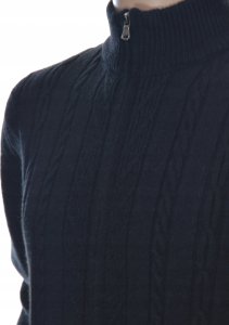 Selantino Ciepły wełniany sweter męski na zamek rozpinany szetland z wełny L czarny 2