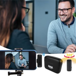 Mikrofon DNA DNA ICM1 zestaw do nagrywania dźwięku na smartfon 2x mikrofon bezprzewodowy krawatowy odbiornik USB-C adapter Lightning 3