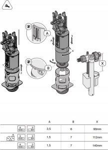 Cersanit FLUSHING VALVE AQUA 0/2/4 CERSANIT 2