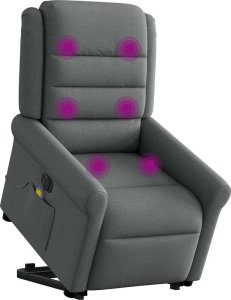 vidaXL vidaXL Podnoszony fotel masujący, elektryczny, rozkładany, ciemnoszary 2
