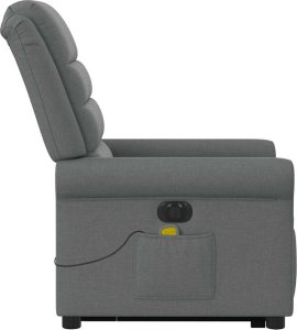 vidaXL vidaXL Podnoszony fotel masujący, elektryczny, rozkładany, ciemnoszary 6