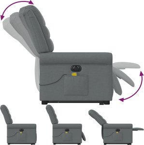 vidaXL vidaXL Podnoszony fotel masujący, elektryczny, rozkładany, ciemnoszary 8