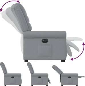 vidaXL vidaXL Elektryczny fotel rozkładany, jasnoszary, obity tkaniną 8