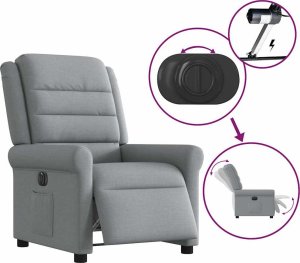 vidaXL vidaXL Elektryczny fotel rozkładany, jasnoszary, obity tkaniną 9