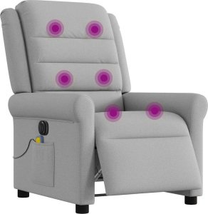 vidaXL vidaXL Rozkładany fotel masujący, elektryczny, szara, tkanina 2