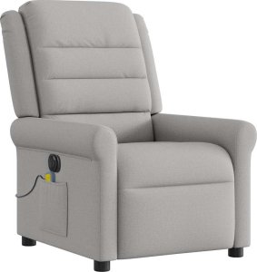vidaXL vidaXL Rozkładany fotel masujący, elektryczny, szara, tkanina 4