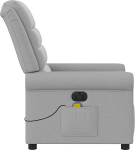 vidaXL vidaXL Rozkładany fotel masujący, elektryczny, szara, tkanina 6