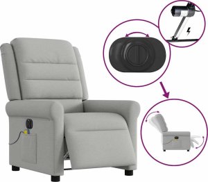 vidaXL vidaXL Rozkładany fotel masujący, elektryczny, szara, tkanina 9