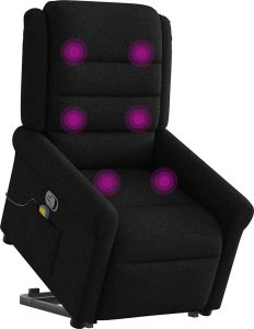 vidaXL vidaXL Podnoszony fotel masujący, rozkładany, czarny, obity tkaniną 2