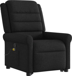 vidaXL vidaXL Podnoszony fotel masujący, rozkładany, czarny, obity tkaniną 4