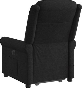 vidaXL vidaXL Podnoszony fotel masujący, rozkładany, czarny, obity tkaniną 7