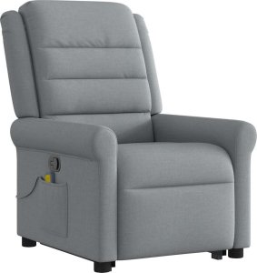 vidaXL vidaXL Podnoszony fotel masujący, rozkładany, jasnoszary, tkanina 4