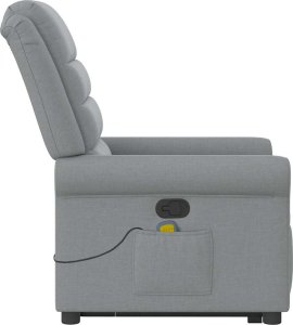 vidaXL vidaXL Podnoszony fotel masujący, rozkładany, jasnoszary, tkanina 6