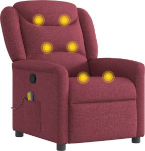 vidaXL vidaXL Rozkładany fotel masujący, winna czerwień, obity tkaniną 6
