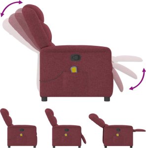 vidaXL vidaXL Rozkładany fotel masujący, winna czerwień, obity tkaniną 7