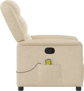 vidaXL vidaXL Rozkładany fotel masujący, kremowy, obity tkaniną 4