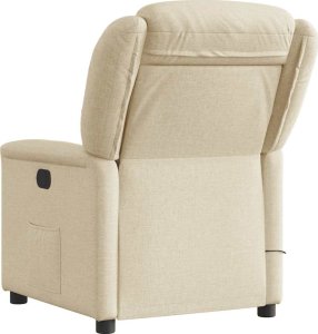 vidaXL vidaXL Rozkładany fotel masujący, kremowy, obity tkaniną 5