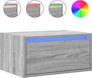 vidaXL Wisząca szafka nocna z podświetleniem LED, szary dąb sonoma 2