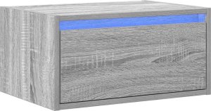 vidaXL Wisząca szafka nocna z podświetleniem LED, szary dąb sonoma 3