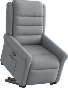 vidaXL vidaXL Podnoszony fotel rozkładany, jasnoszary, obity tkaniną 2