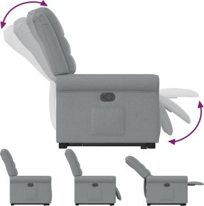 vidaXL vidaXL Podnoszony fotel rozkładany, jasnoszary, obity tkaniną 8