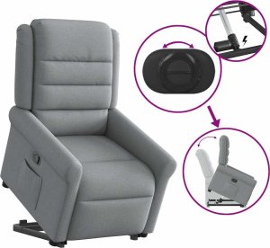 vidaXL vidaXL Podnoszony fotel rozkładany, jasnoszary, obity tkaniną 9