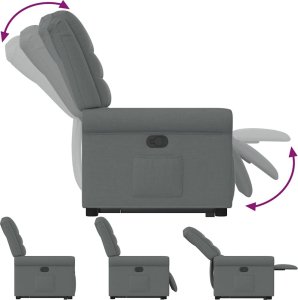 vidaXL vidaXL Podnoszony fotel rozkładany, ciemnoszary, obity tkaniną 8