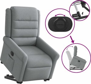 vidaXL vidaXL Podnoszony fotel masujący, elektryczny, rozkładany, jasnoszary 9