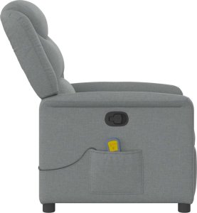 vidaXL vidaXL Rozkładany fotel masujący, jasnoszary, obity tkaniną 4
