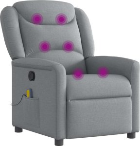vidaXL vidaXL Rozkładany fotel masujący, jasnoszary, obity tkaniną 6