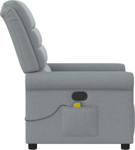vidaXL vidaXL Rozkładany fotel masujący, jasnoszary, obity tkaniną 4