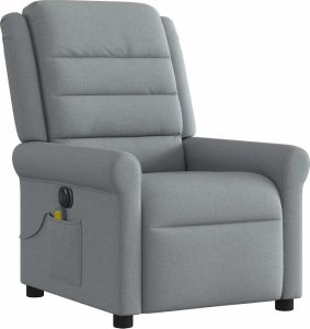 vidaXL vidaXL Rozkładany fotel masujący, elektryczny, jasnoszary, tkanina 4