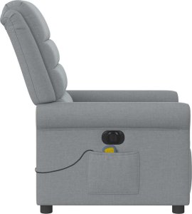 vidaXL vidaXL Rozkładany fotel masujący, elektryczny, jasnoszary, tkanina 6