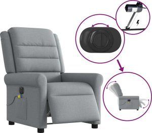 vidaXL vidaXL Rozkładany fotel masujący, elektryczny, jasnoszary, tkanina 9