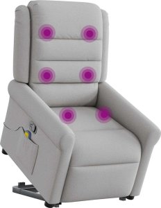 vidaXL vidaXL Podnoszony fotel masujący, rozkładany, szary, tkanina 2